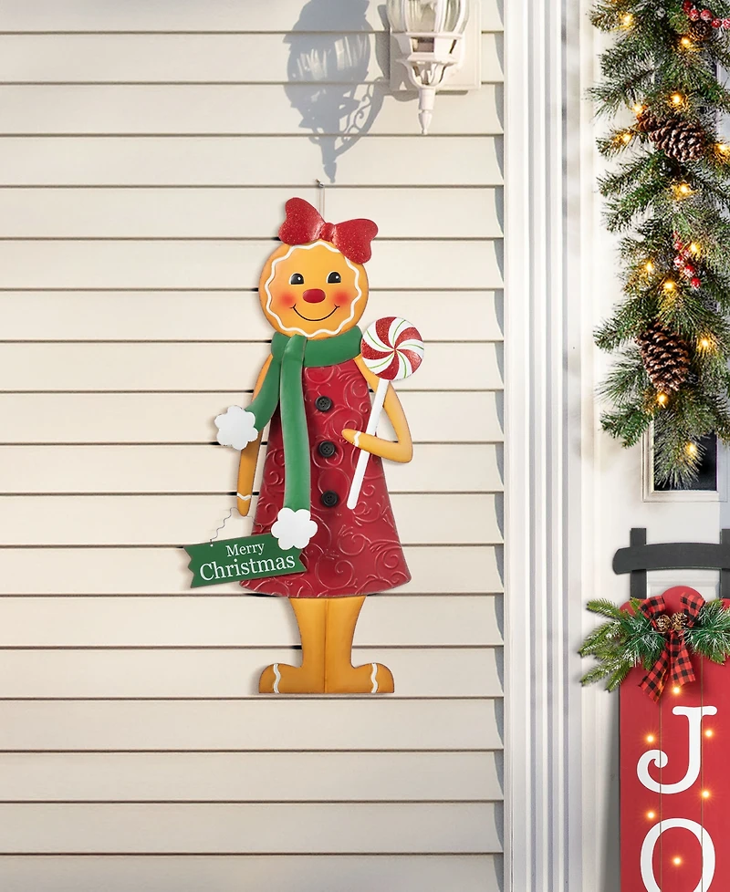 Glitzhome 36" Metal Christmas Gingerbread Man Yard Stake