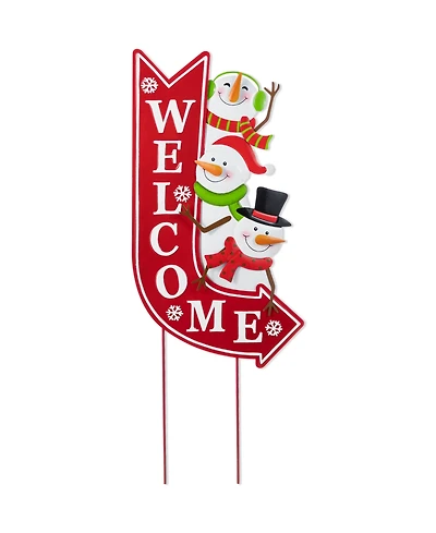 Glitzhome 35.75" Metal Christmas Snowmen Arrow Welcome Yard Stake