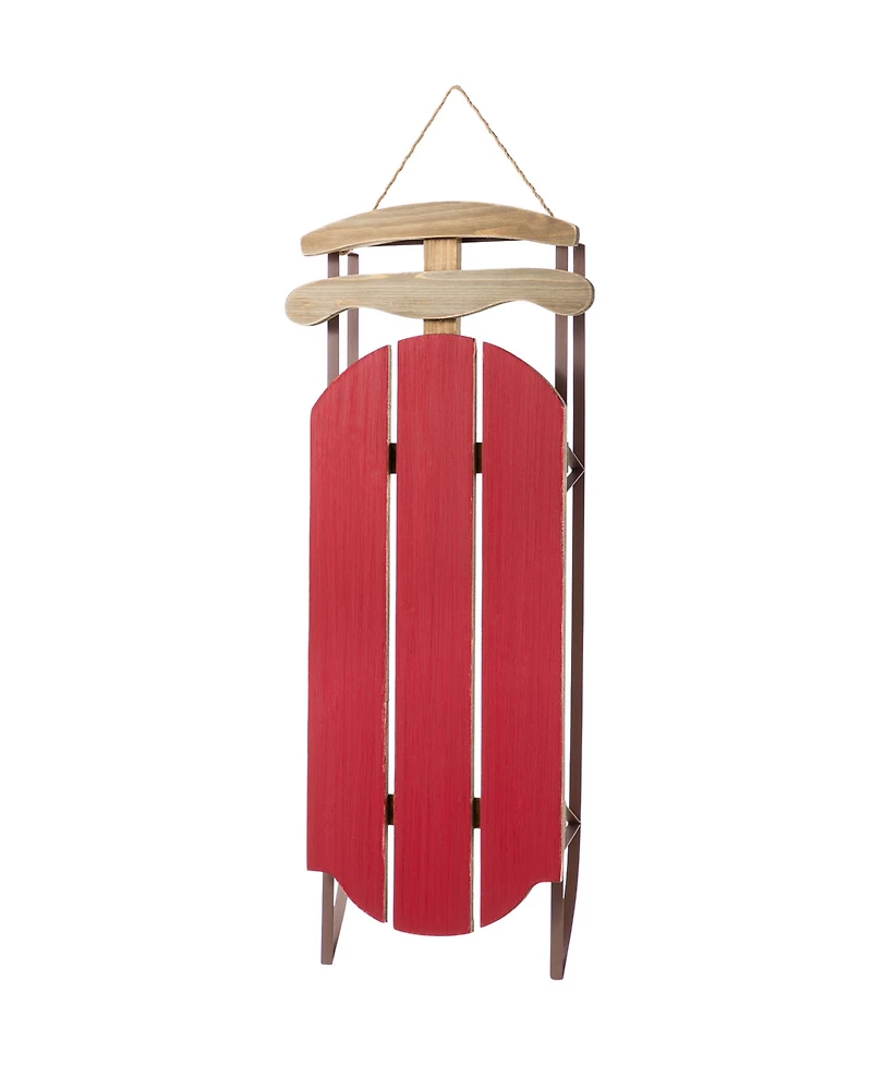 Glitzhome 34.25" Wooden Christmas Sleigh Porch Decor