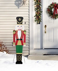 Glitzhome 60" Wooden Christmas Traditional Nutcracker Porch Decor