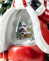Glitzhome 100mm Lighted Resin Christmas Snowflakes Snowman Water Globe