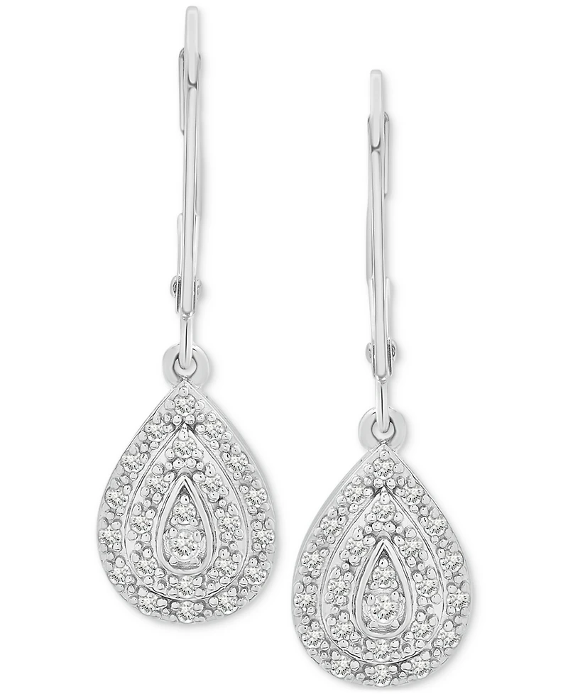 Diamond Teardrop Cluster Drop Earrings (1/4 ct. t.w.) in Sterling Silver, Macy's Exclusive
