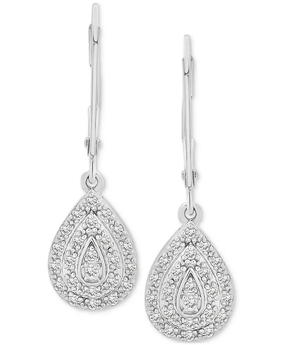 Diamond Teardrop Cluster Drop Earrings (1/4 ct. t.w.) in Sterling Silver, Macy's Exclusive