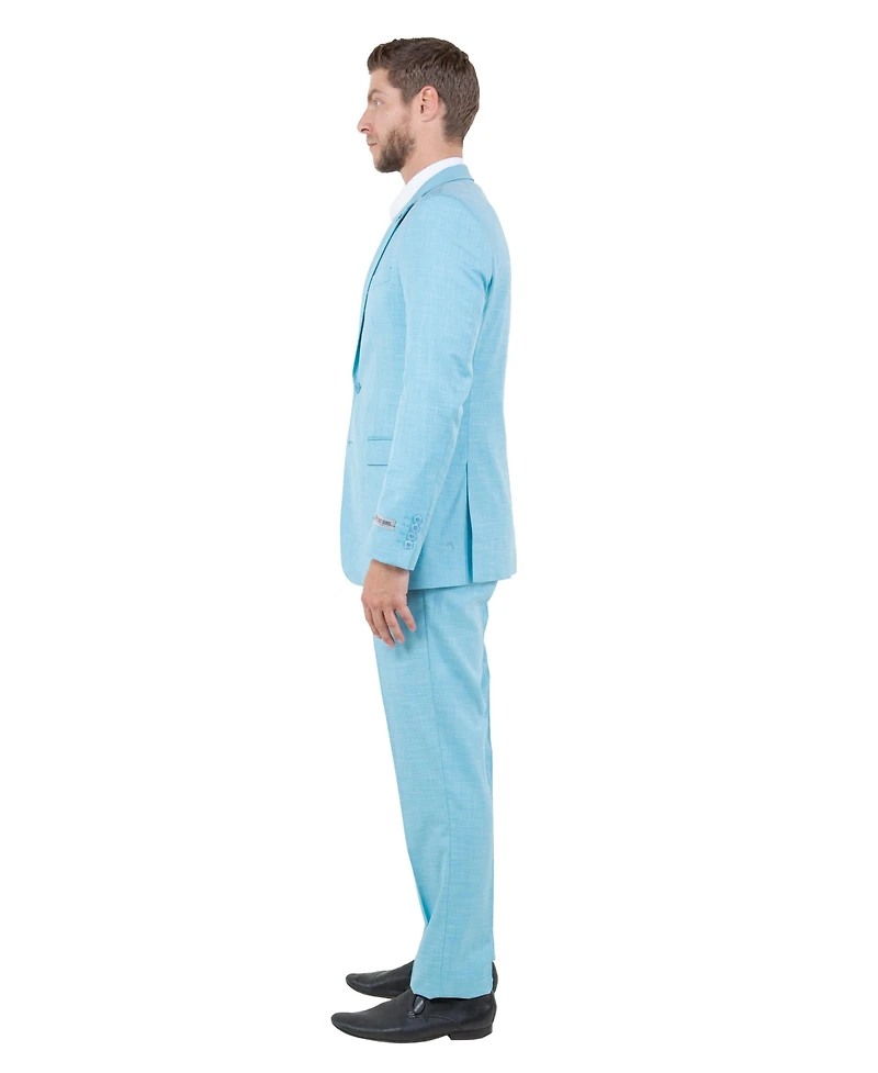 Stacy Adams Men's Solid Textured 3-Piece Jacket With Vest And Pants Suit Notch Lapel