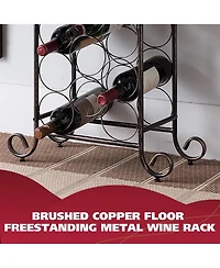 Kings Brand Furniture Floor Freestanding Metal Wine Rack, Wine Bottle Holder Stands, Wine Storage for Home Bar