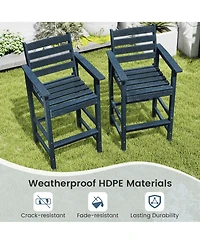 Gymax Patio Bar Stools Set of 4 Tall Adirondack Chair w/ Backrest Armrests & Footrests