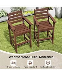 Gymax Patio Bar Stools Set of 4 Tall Adirondack Chair w/ Backrest Armrests & Footrests