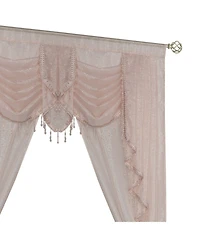 Kate Aurora Ultra Glam Beaded Sparkly Sheer Window a Bag Curtain Set - 58 in. W x 84 L, Rose