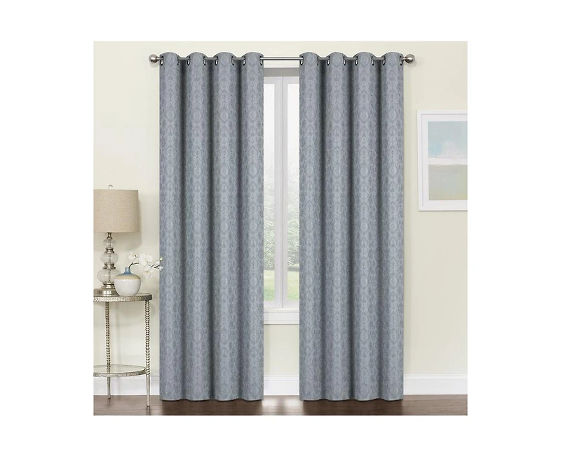 Kate Aurora Regency Collection Raised Jacquard Damask Grommet Top Curtains - 52 in. W x 84 L