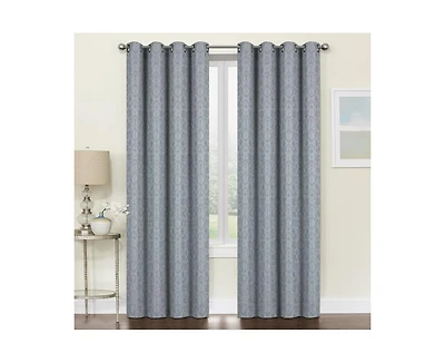 Kate Aurora Regency Collection Raised Jacquard Damask Grommet Top Curtains - 52 in. W x 84 L
