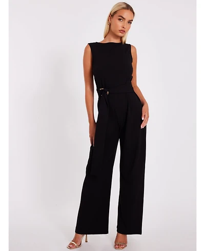 Quiz Women's Scuba Crepe Jumpsuit with Gold Buckle