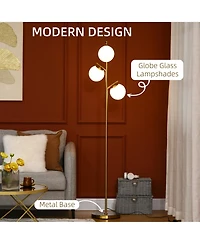 Homcom Modern Floor Lamp with Globe Shades, Sding Lamp,