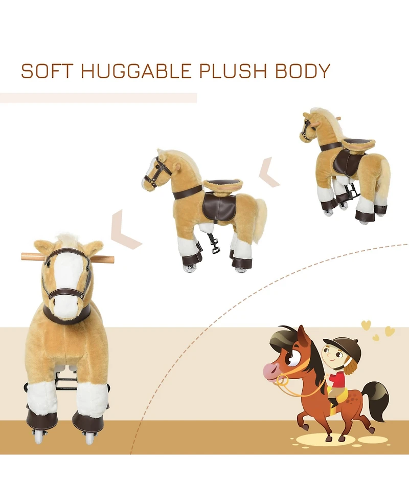 Qaba Kids Ride-on Walking Horse with Easy Rolling Wheels,
