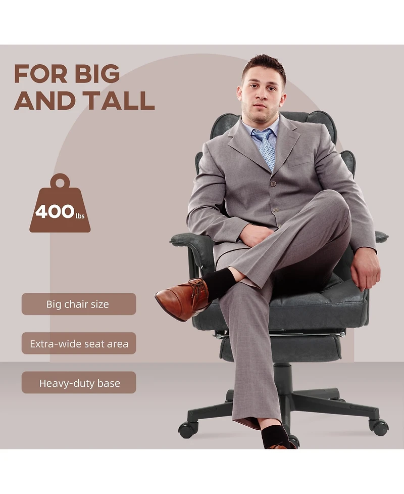 Homcom 396lbs. Big and Tall Massage Office Chair with Footrest,