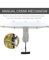 Outsunny 15' Backyard Double-Sided Steel Fabric Market Garden Umbrella