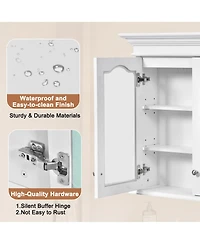 Casainc 40" Medicine Cabinet with Mirror Doors and Shelves, Glass Door Wall Mounted Bathroom Cabinet