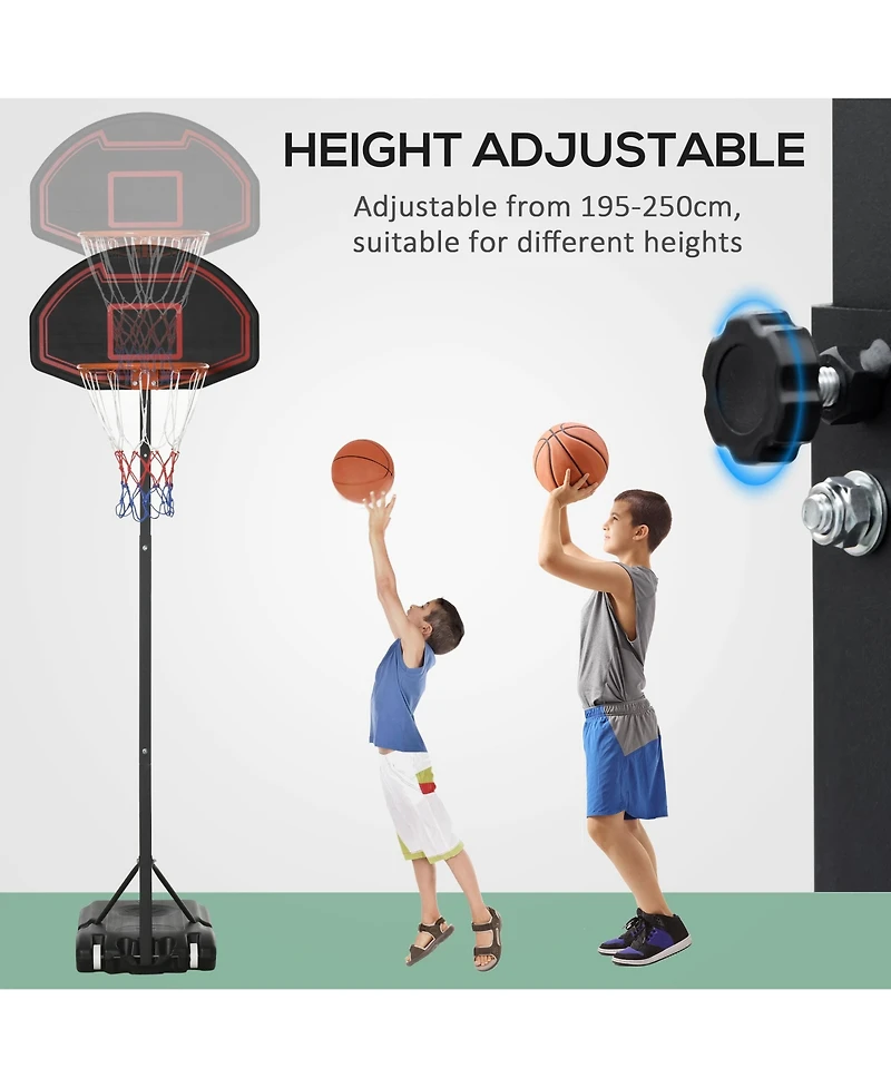 Soozier Height Adjustable Portable Basketball System w/ 29'' Backboard, Wheels