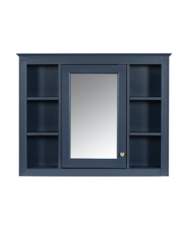 Casainc 35" x 27.5" Bathroom Mirror Cabinet with 6 Open Shelves, Wall Mounted Medicine (No Vanity)