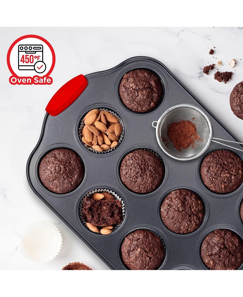 Baking Set – 10 Piece Kitchen Oven Bakeware Set – Deluxe Non-Stick Blue Coating Inside and Outside – Carbon Steel – Red Si
