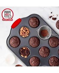 Baking Set – 10 Piece Kitchen Oven Bakeware Set – Deluxe Non-Stick Blue Coating Inside and Outside – Carbon Steel – Red Si