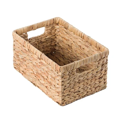 Wickerwise Natural Woven Water Hyacinth Wicker Rectangular Storage Bin Basket with Handles