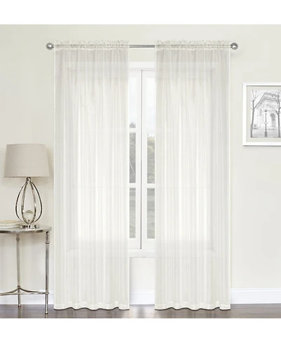 Kate Aurora Chic Living Jillian 2 Piece Ultra Lux Wide Rod Pocket Sheer Vole Window Curtain Panels - in