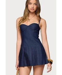 Edikted Women's Rudy Pleated Denim Mini Dress
