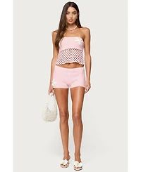 Edikted Women's Tahna Flower Crochet Shorts