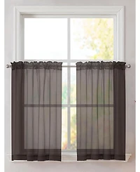 Kate Aurora 2 Piece Rod Pocket Brown Sheer Window Curtain Panels For Small Windows - 45 in. Long
