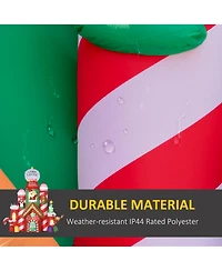 Outsunny 10ft Christmas Inflatables Outdoor Decorations Candy Castle, Blow-Up Led Yard Christmas Decor, Built-in Rotating Colorful Light for Party
