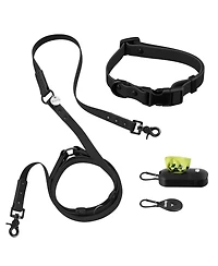 The Licker Store, Luna 8FT Adjustable 6-in-1 Waterproof Hands-Free Leash and Collar with Led Flashlight, Bag Dispenser