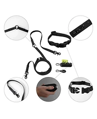 The Licker Store, Luna 8FT Adjustable 6-in-1 Waterproof Hands-Free Leash and Collar with Led Flashlight, Bag Dispenser