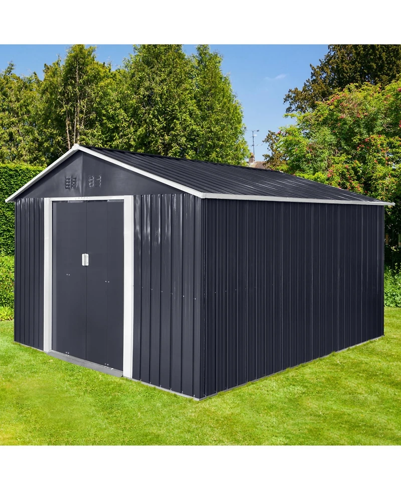 Streamdale Furniture Metal garden sheds 11.2ftx10.6ft outdoor storage sheds Grey with window
