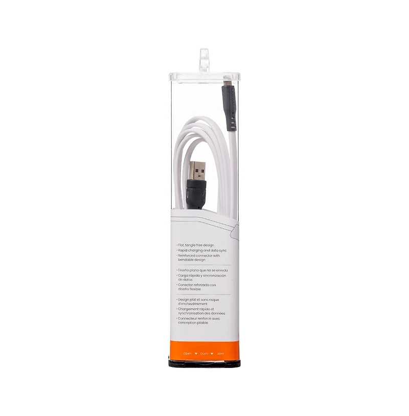 Ventev Flat Usb A to Apple Lightning High Speed Tangle-Free Foot Cable-Gray