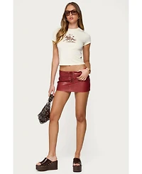 Edikted Women's Lace Up Faux Leather Mini Skort