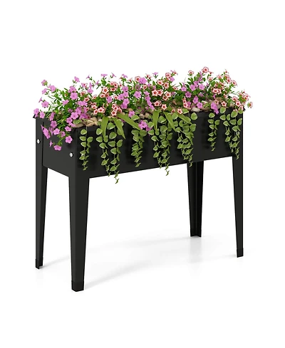 Raised Garden Bed Elevated Metal Planter Box with Legs Drainage Holes Gardening Box