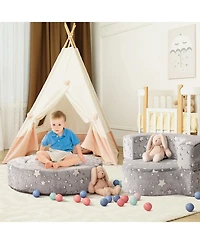 Slickblue Convertible Toddler Sofa Chair with Glow-in-the-Dark Design – 2-in-1 Kids Seat with Removable Cover