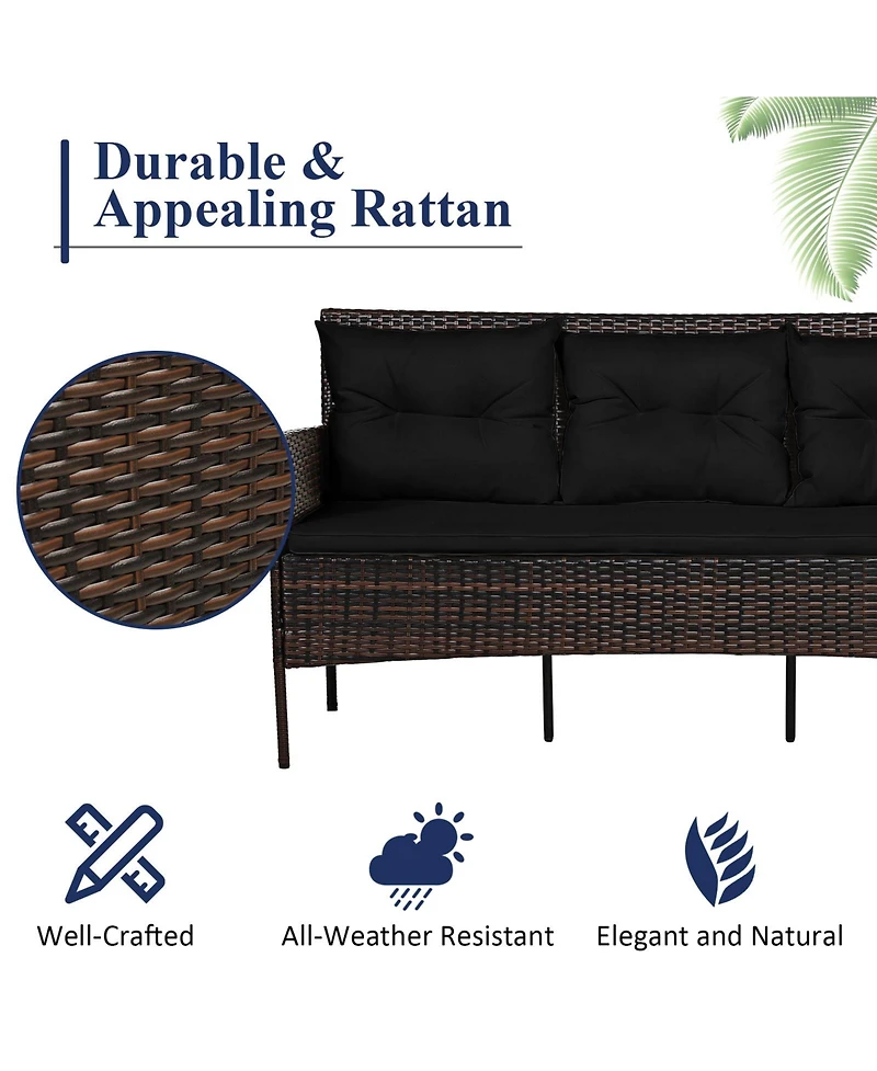 Slickblue Modular 3-Piece Patio Sectional Sofa Set with Thick Cushions – Ideal for Backyard or Porch Lounging