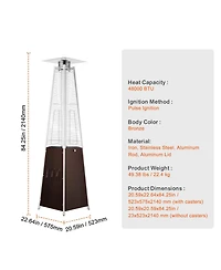 Slickblue Outdoor Pyramid-Style Propane Patio Heater with Glass Flame Tube and Wheels – Elegant Heating for Garden or