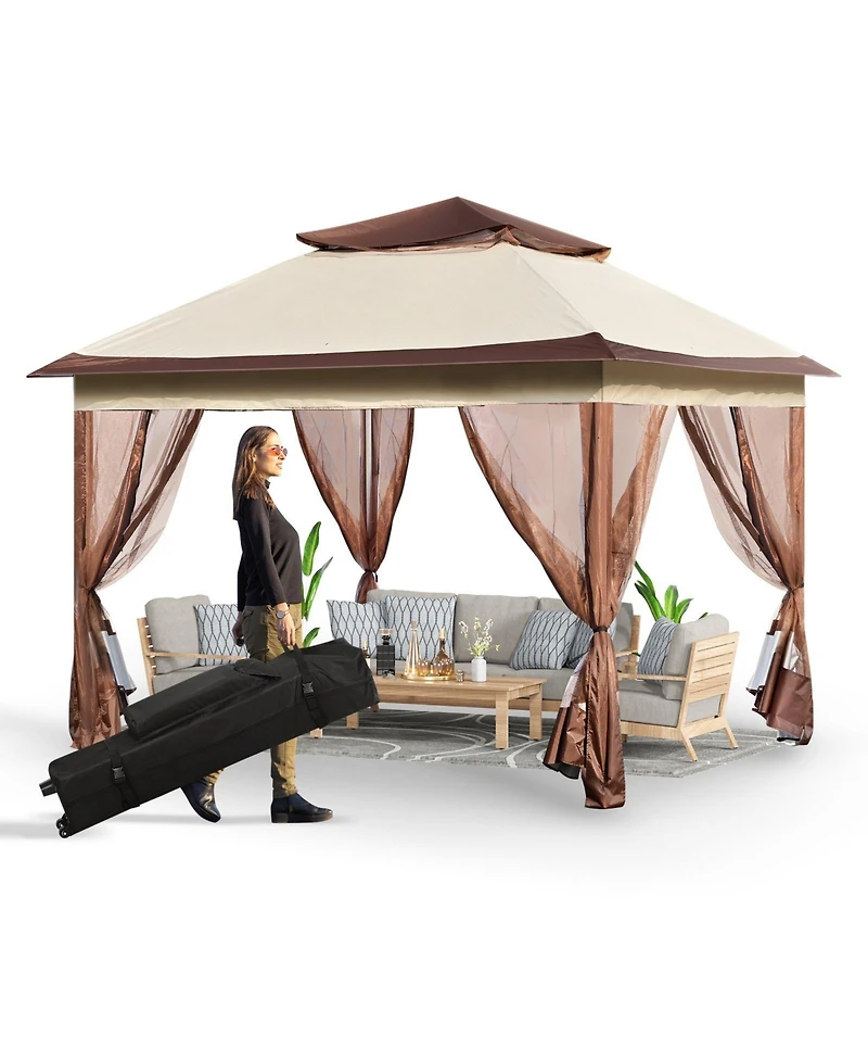 Slickblue Portable Pop-Up Gazebo with Mesh Netting and Durable Metal Frame – Ideal for Outdoor Events or Patio Use