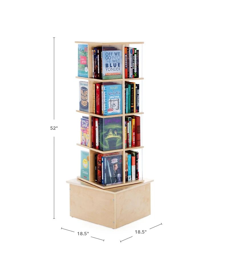 Guidecraft Floor Standing Rotating Book Display: Spinning Bookshelf Tower for Classroom, Kids Playroom, Library | Revolving Bookcase w/ Acrylic Window