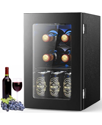 Cowsar 24 Cans Mini Fridge Cooler, Beverage Refrigerator Countertop Drink Cooler for Soda, Canned Beer, Adjustable Digital Temperature Control for Hom