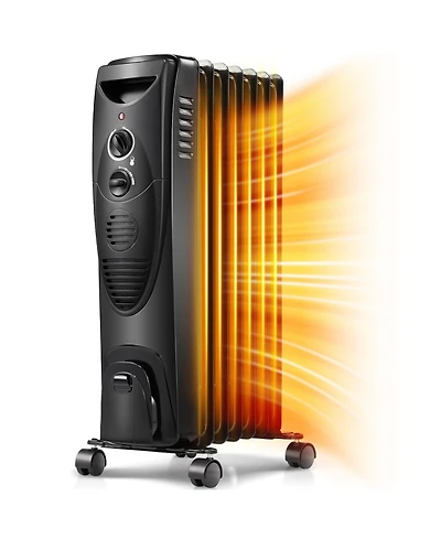Cowsar Portable Electric Radiator Heater, Oil Filled with 3 Heat Settings, Adjustable Thermostat, Overheat & Tip-Over Protection For Indoor Use, 1500W