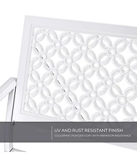 Mondawe All-Iron Park Chair With Floral Backrest,Multi-Layer Rustproof Coating & Adjustable Foot Pad