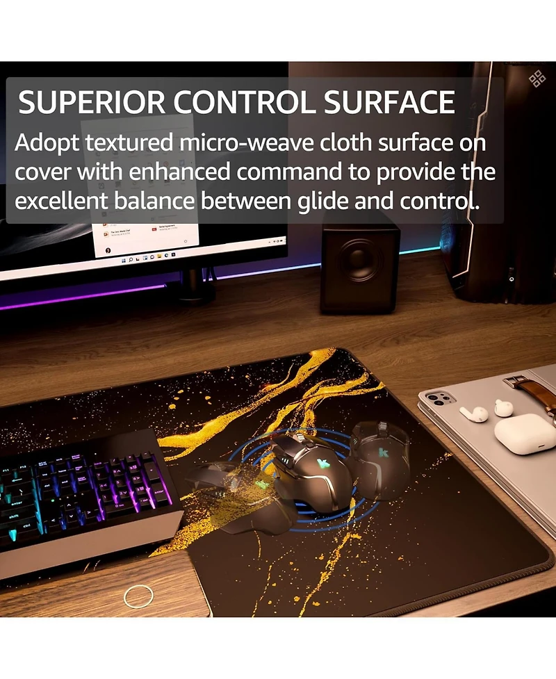 memzuoix Large Gaming Mouse Pad Extended Mousepad with Micro-Weave Cloth, Non-Slip Base, Water Resist Keyboard for Office Home, 31.5x15.7in