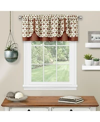 Kate Aurora Modern Geometric Button Tuck Layered Rod Pocket Window Valance - 56 in. W x 15 L, Taupe