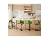 Homlux Upholstered Set of 2 Cantilever Pu Leather Counter Height Barstool with Black Metal Legs