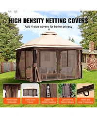Slickblue Large Outdoor Gazebo with Mosquito Netting and Reinforced Metal Frame – Fits 10 to 12 People for Garden Use