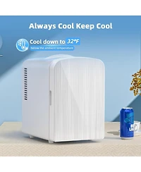 Cowsar 4L Capacity/6 Cans Compact Refrigerator, Portable Mini Fridge,for Bedroom, Car/Office/Dorm, Small Cooler for Cosmetics,Brushed Stainless Steel