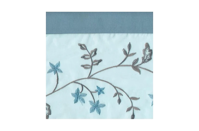 Kate Aurora Complete 5 Pc Window a Bag Embroidered Floral Country Flax Sheer Curtain & Valance Set